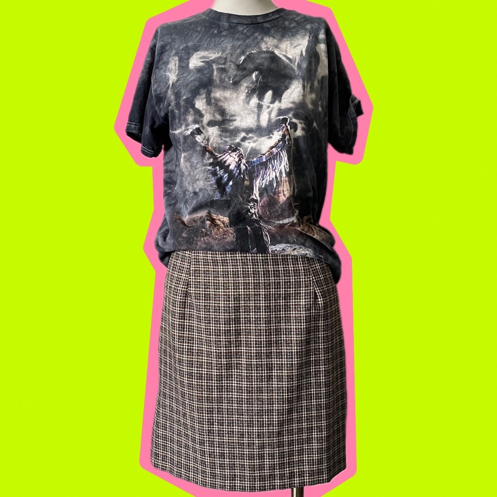 90s Brown Plaid Mini Skirt